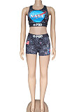 Sleeveless Printing Temperament Commuter Vest Shorts Sets CYC729