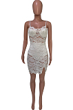 Sexy Sling Lace Fashion Split Dress Q775