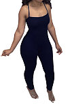 Fashion Sexy Pure Color Halter Neck Backless Eyelet Bind Bodycon Jumpsuits N9284