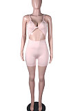 Fashion Sexy Pure Color Hollow Out Cultivate One‘s Morality Package Buttocks Romper Shorts N9281