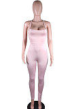 Fashion Sexy Pure Color Halter Neck Backless Eyelet Bind Bodycon Jumpsuits N9284