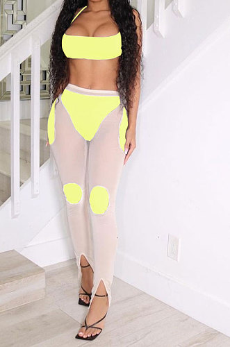 Sexy Sport Casual Net Yarn Spliced Two-pieces N9280