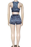 Sleeveless Printing Temperament Commuter Vest Shorts Sets CYC729