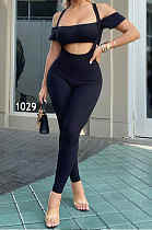 Sexy Screw Thread Bandeau Bra Short Sleeve Suspender Trousers Two-Pieces JP1029