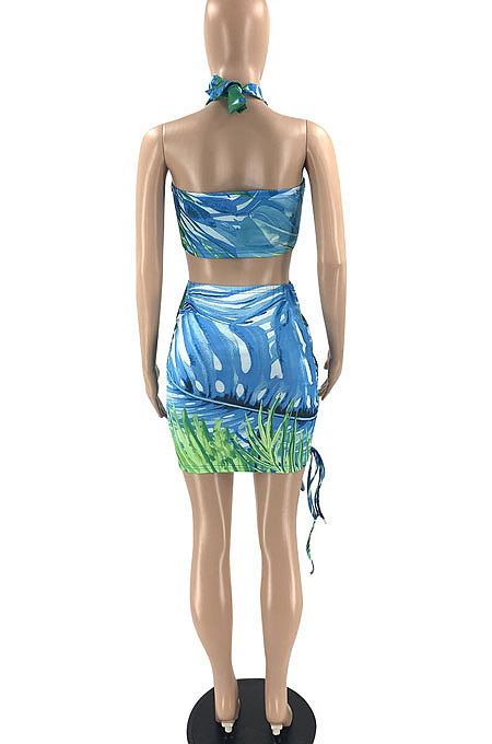 Pure And Fresh Sleeveless Printing Vest Skirts Sets JR3608