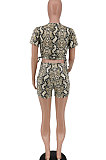 Printing Snake Skin Casual Shorts Sets PU6075