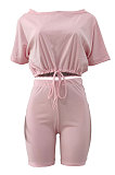 A Word Shoulder Bind Pure Color Shorts Sets JP1027