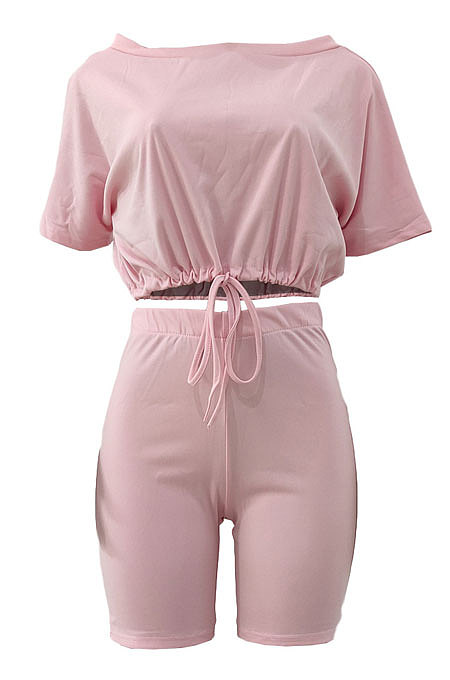 A Word Shoulder Bind Pure Color Shorts Sets JP1027