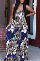 Summer Fashion Casual Loose Print Jumpsuit W8372