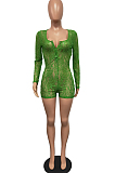 Euramerican Sexy Deer V Lace Hollow Out Button Jumpsuit H1637