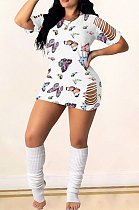 Euramerican Fashion Butterfly Print Hurnt Flower Dress WJ5210