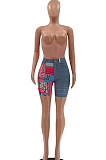 Fashion Casual Print Spliced Women Shorts LSZ9088
