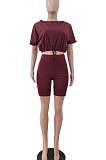 A Word Shoulder Bind Pure Color Shorts Sets JP1027