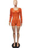 Euramerican Sexy Deer V Lace Hollow Out Button Jumpsuit H1637