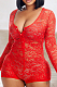 Euramerican Sexy Deer V Lace Hollow Out Button Jumpsuit H1637