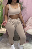 Euramerican Women Pure Color Vest Two-Piece WJ5208