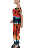 Fashion Loose Tie Dye A Word Shoulder Casual Jumpsuit PU6077