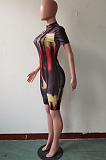 Fashion Women Print Zipper Casual Jumpsuit JH233