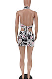 Fashion Milk Silk Printing Bind Skirts Sets PU6073