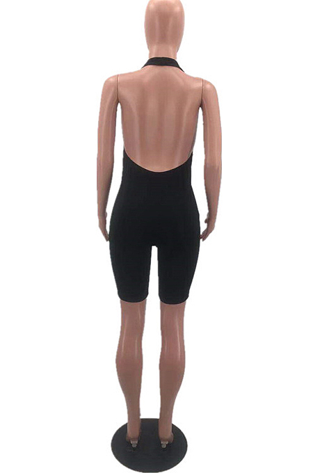 Women Sexy Deep V Pure Color Jumpsuit HH8968