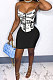 Fashion Casual Sleeveless Gallus Printing Skirts Sets JP1032