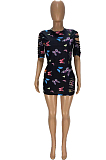 Euramerican Fashion Butterfly Print Hurnt Flower Dress WJ5210