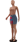 Fashion Casual Print Spliced Women Shorts LSZ9088