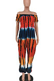 Fashion Loose Tie Dye A Word Shoulder Casual Jumpsuit PU6077