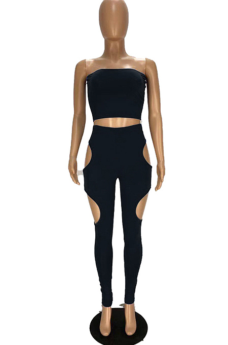 Fashion Boob Tube Top Hole Long Panrt Two-Piece WJ5206