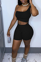 Fashion Pure Color Commuting Vest Shorts Two-Piece WJ5207