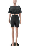 A Word Shoulder Bind Pure Color Shorts Sets JP1027