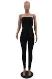 Fashion Casual High Elastic Rib Fabric Pure Color Two-Piece W8375