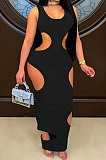 Sexy Pure Color Hole Long Dress JR3606