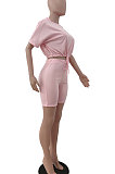 A Word Shoulder Bind Pure Color Shorts Sets JP1027