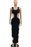 Sexy Pure Color Hole Long Dress JR3606