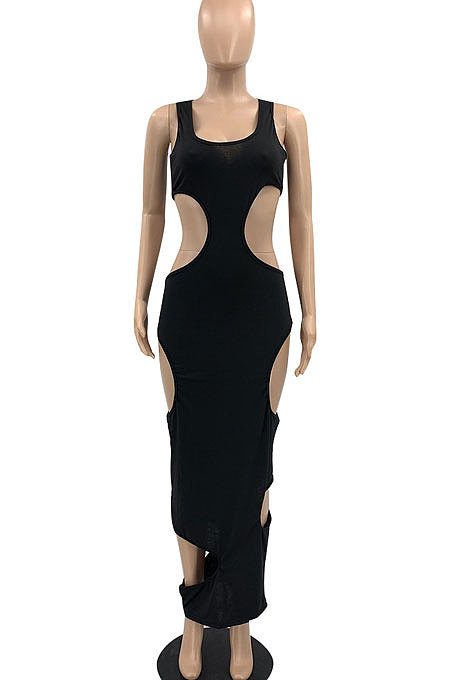 Sexy Pure Color Hole Long Dress JR3606