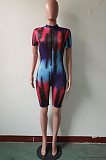 Fashion Women Print Zipper Casual Jumpsuit JH233
