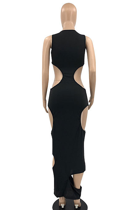 Sexy Pure Color Hole Long Dress JR3606