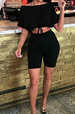A Word Shoulder Bind Pure Color Shorts Sets JP1027