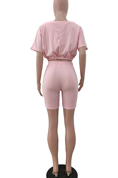 A Word Shoulder Bind Pure Color Shorts Sets JP1027