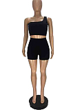Fashion Pure Color Commuting Vest Shorts Two-Piece WJ5207