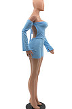 A Word Shoulder Pure Color Tight Backless Knotted Strap Romper Shorts MLM9054