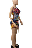 Sleeveless Printing Bind Club Skirts Sets DY6656