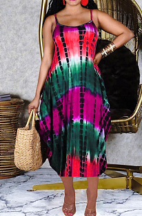 Casual Irregularity Sling Print Loose Dress CM2116