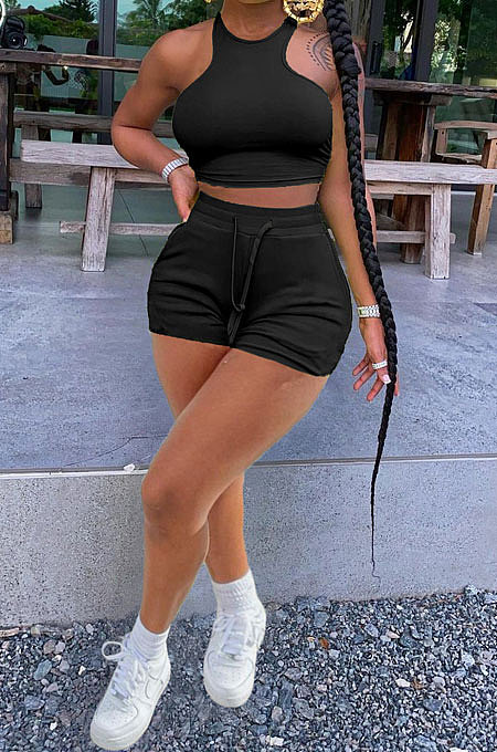 Fashion Casual Pure Color Shorts Sets YMM9068