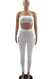 Pure Color Sexy Casual Chest Wrap Pants Sets YMM9069