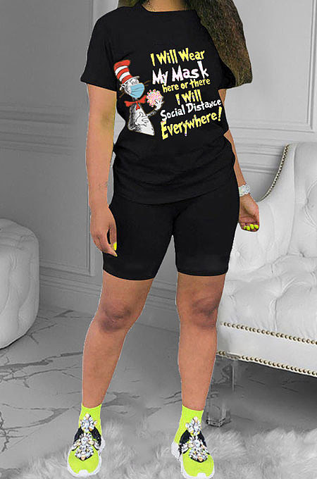 Fashion Letter Printing Casual Shorts Sets YFS3683