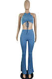 Summer Fashion Shirred Detail Knotted Strap Vest Two-Piece E8587