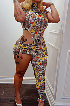 Women Casual Print Irregularity Jumpsuits Sets LSZ9080