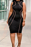 Sexy Package Buttocks Trendy Tassels Round Neck Sleeveless Midi Dress YFS3681